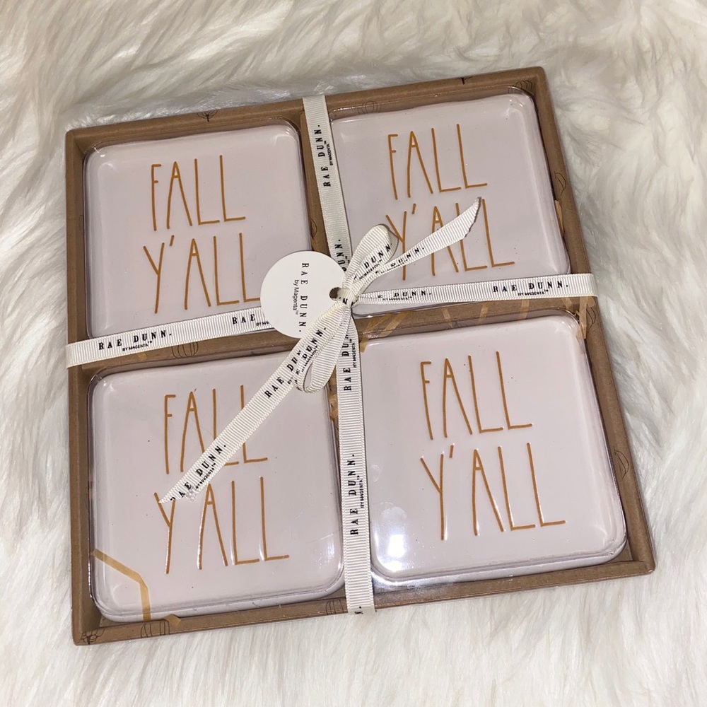 🍂4 Rae Dunn “Fall Y’all” coasters